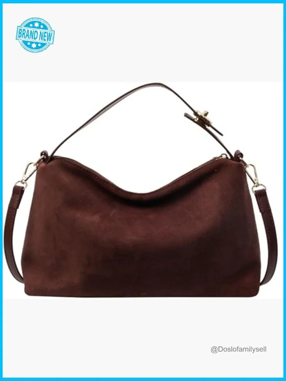 Faux Suede Hobo Bag Tote Shoulder Crossbody Work Office Bag Purse Vintage